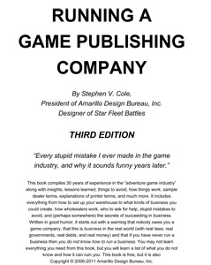 Running a game publishing Company